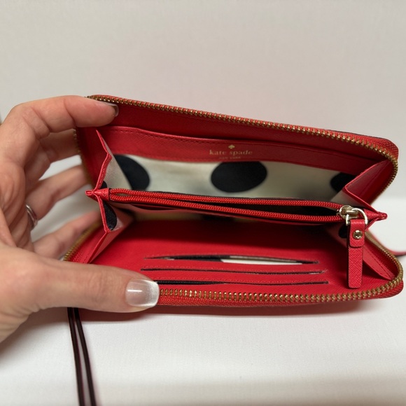 Kate Spade Vibrant Red Zip-Around Wallet - Picture 3 of 7